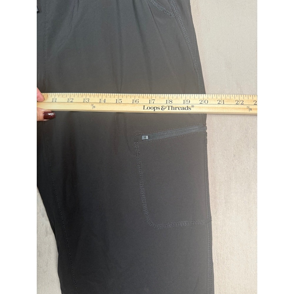 Eddie Bauer Fleece Lined Jogger Pants Women 8 Black Plaid Hiking Utility Cargo - Picture 8 of 13